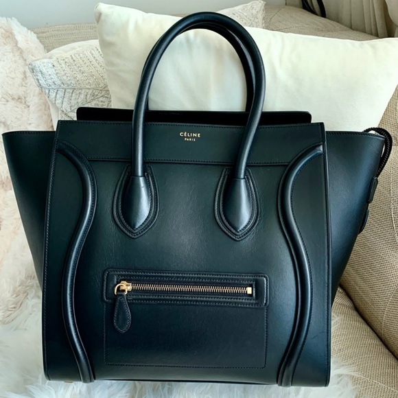 CELINE MINI LUGGAGE BAG SMOOTH BLACK CALFSKIN - Picture 4 of 14